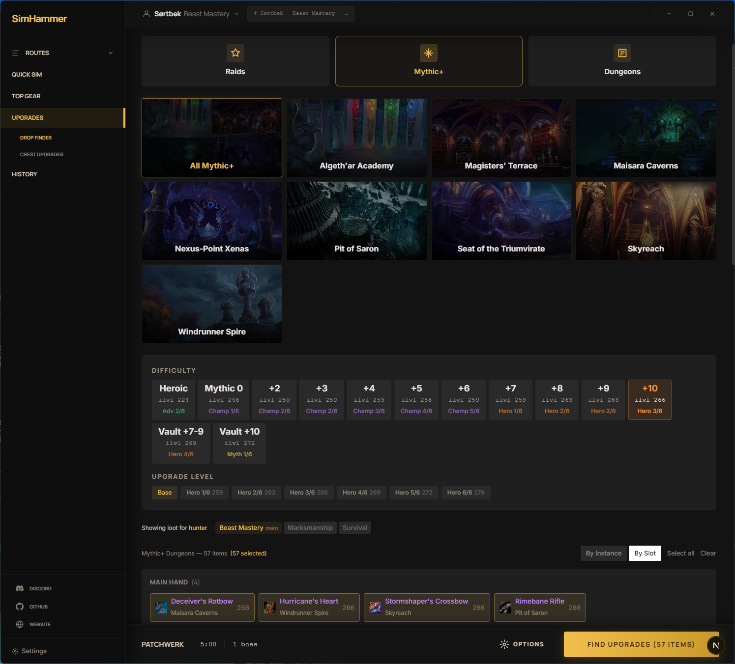 Drop Finder browsing dungeon loot tables